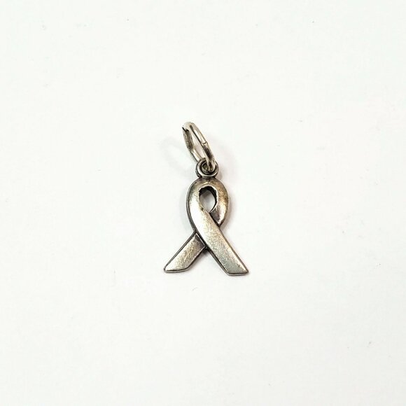 Sterling Silver Breast Cancer Awareness Ribbon Charm Signed SJC - Picture 1 of 3